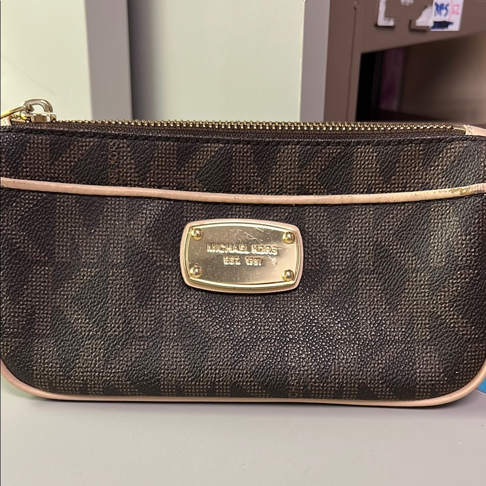 Michael Kors Black Clutch with Gold Accents